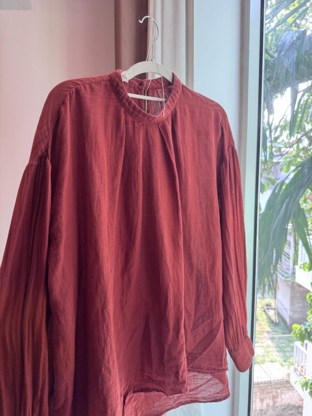 Borsa Donna Italian brand Demetra orange red Cotton Cashmere Blend Blouse Top